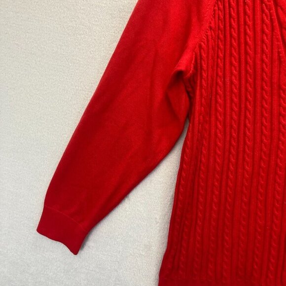 Lands' End Cable Knit Cardigan Sweater Women's 2X 20W-22W Red Holiday Christmas - Picture 7 of 12